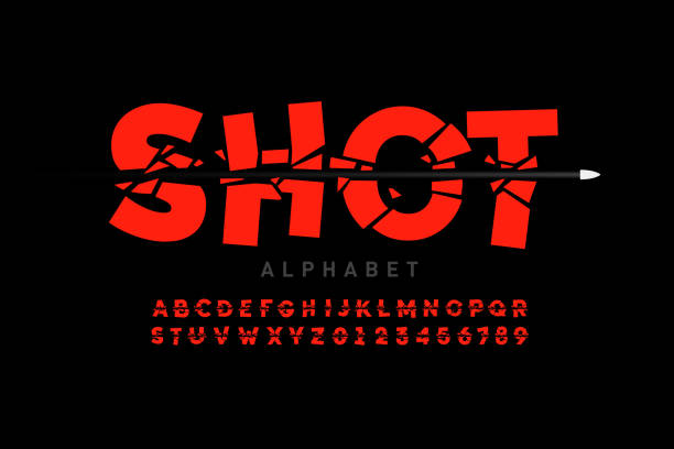 czcionka bullet shot - break stock illustrations