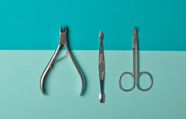 istock set of tools for manicure and nail care on a blue pastel background. 1079475562