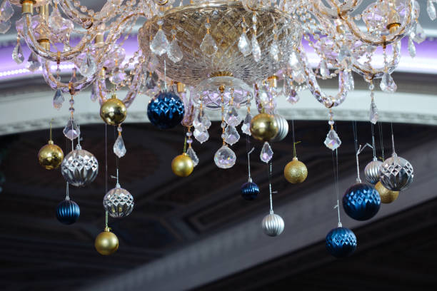 istock Chandeliers decorated  Christmas wreath, close up 1079482708