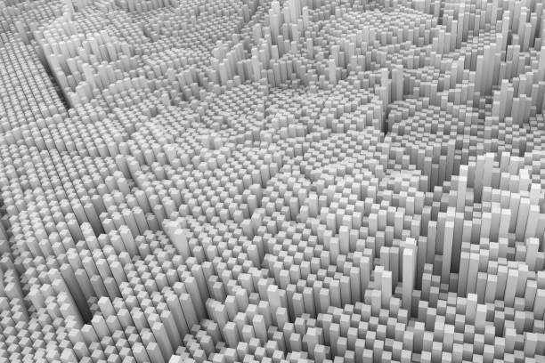 istock Gray or black and white b&w 3D rendering. Background abstract shape composition, geometric structure block for design, graphic resource. 1079485462