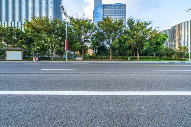 istock Empty road front of modern buildings 1079486058
