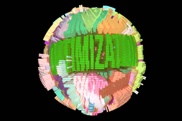 istock Decorative, illustrations business or finance, geometric structure sphere or planet, for design texture background. Colorful 3D rendering. 1079489006