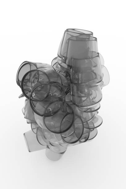 istock Floating transparent glasses. 3D rendering, black & white B&W. 1079491246
