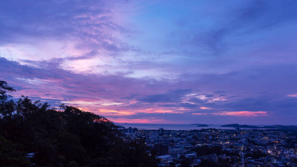 istock Dramatic sky and clouds over phuket city in sunrise time 1079492402