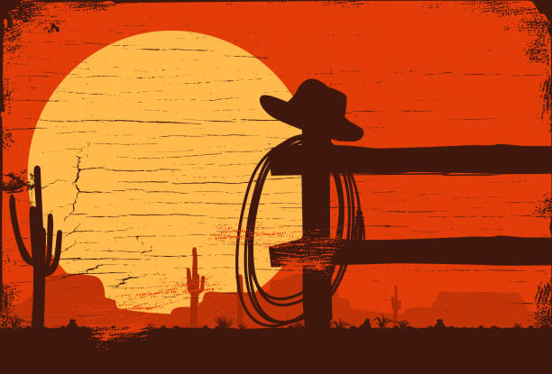 Wild west landscape background, Vector Illustration EPS 10 rodeo stock illustrations