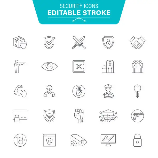 Vector illustration of Web Security Line Icons