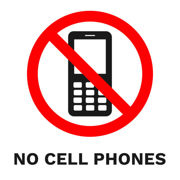 istock NO CELL PHONES sign. Sticker with inscription. Vector 1079516796