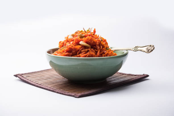 istock Gajar ka halwa is a carrot-based sweet dessert pudding from India. Garnished with Cashew/almond nuts. served in a bowl. 1079531982