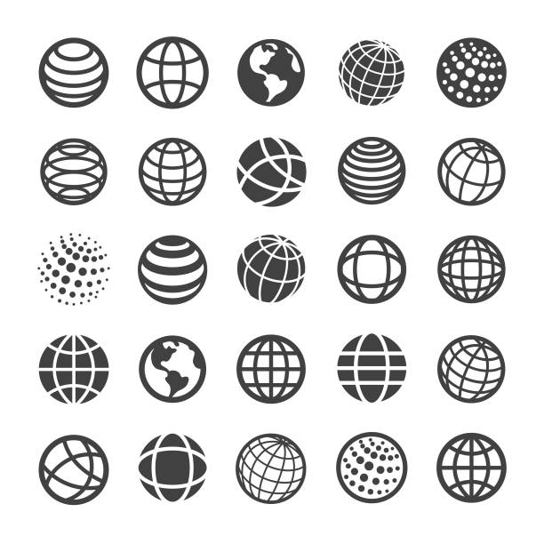 иконки глобуса и связи - интеллектуальная серия - глобус stock illustrations