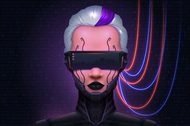 istock Girl Cyberpunk technology of the future. Virtual reality. Cyber mind. Modern 1079540738