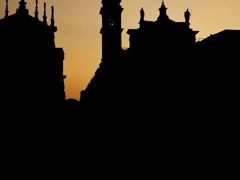 Piazza San Carlo, Turín Italia durante puesta del sol photo