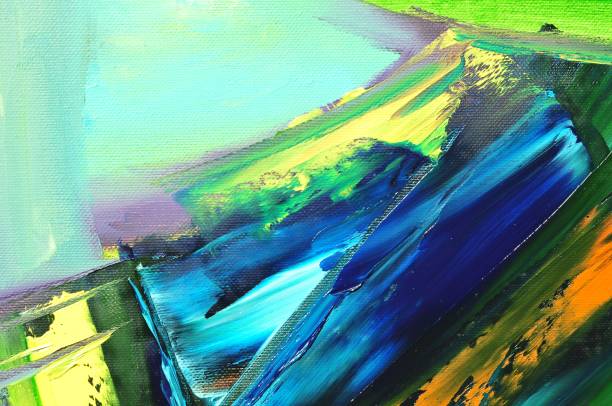 istock Abstract Art Background Lime Coral Blue Orange Yellow Turquoise Green 1079541542