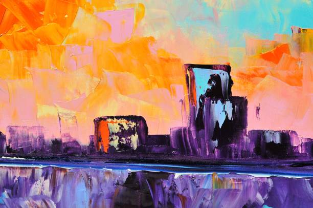 istock Abstract Art Background Violet Coral Blue Orange Yellow Turquoise 1079541566
