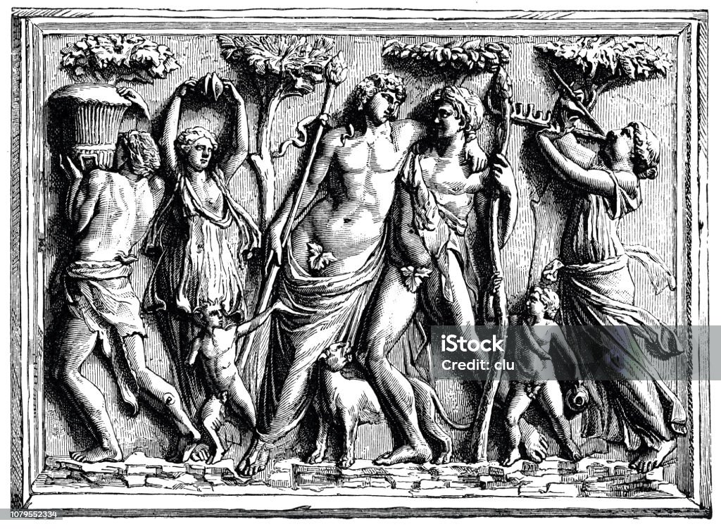 Ancient rome, Grape harvest, Bacchus festival Illustration from 19th century 19th Century stock illustration