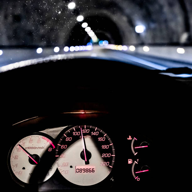 istock Speedometer cockpit car inside a dark tunnel 1079553868