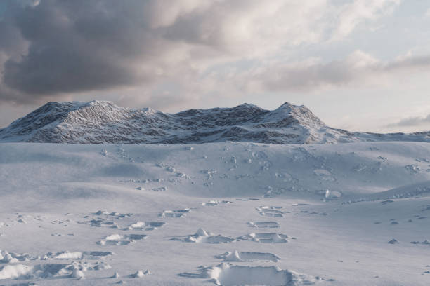 istock 3d rendering of footprints on a fresh snow in a mountain valley 1079560502