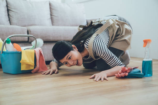 istock happy housewife satisfied with her housework. 1079562664