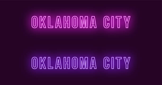 istock Neon name of Oklahoma City in USA. Vector text 1079586604