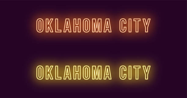 istock Neon name of Oklahoma City in USA. Vector text 1079586716