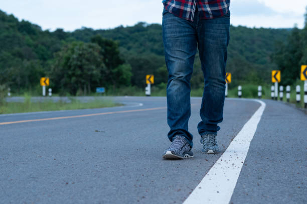 istock Man traveling and walking in Road 1079586800