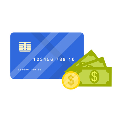 credit card and coin design with a flat style design concept