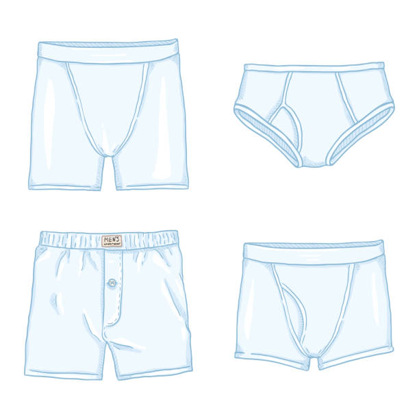 ilustrações de stock, clip art, desenhos animados e ícones de vector set of cartoon white mens pants. male underwear. - swimming shorts shorts swimming trunks clothing