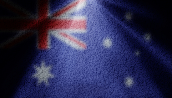 spot light with australian flag on a wall