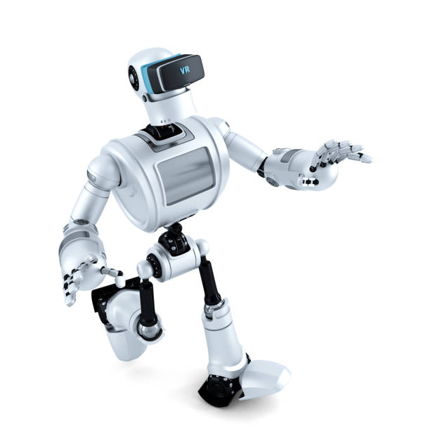 istock 3D Robot with virtual reality headset. 3D illustration. Contains clipping path 1079612824