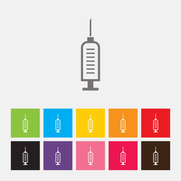 ilustrações, clipart, desenhos animados e ícones de ícone de seringa - syringe surgical needle vaccination injecting