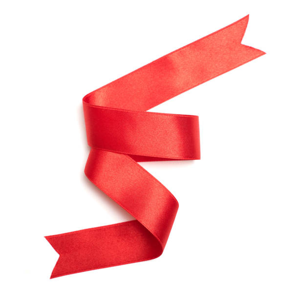 istock Red ribbon border isolated on white background 1079621080