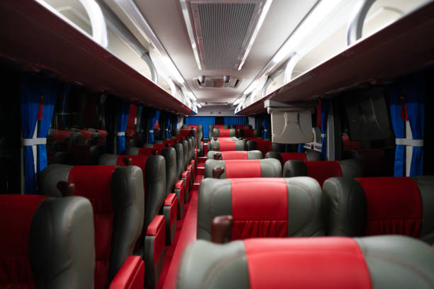 istock Leather seat in the bus 1079625988