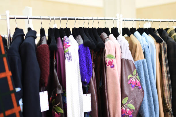 istock Colorful clothes on hangers 1079629490