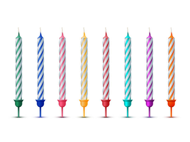 istock Colorful birthday candles isolated on white background. Celebration party design elements. 1079636414
