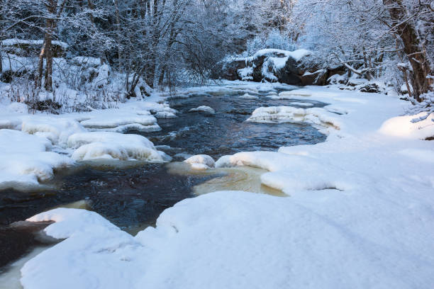 istock River landscape in winter with snow and ice 1079639558