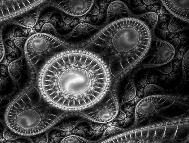 istock Modern fractal mechanical background. Time machine, digital artwork for creative graphic design. Abstract fractal steampunk machine 1079648316