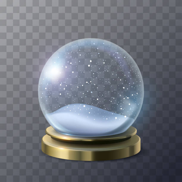 ilustraciones, imágenes clip art, dibujos animados e iconos de stock de globo de nieve vacío - snow globe dome glass transparent