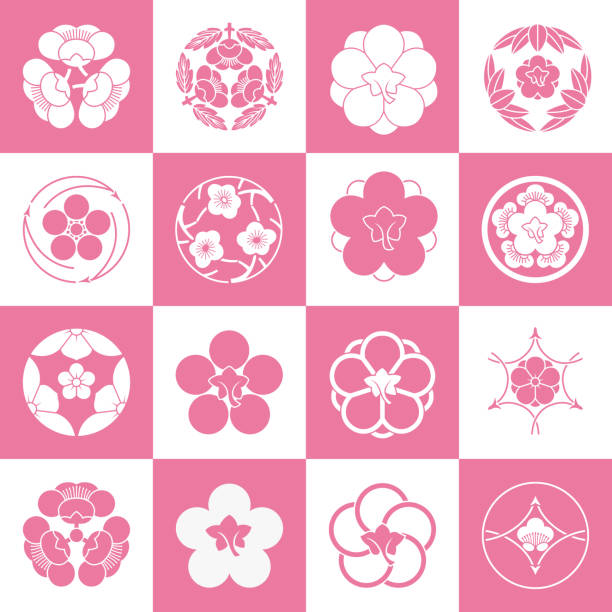 ilustrações, clipart, desenhos animados e ícones de padrões de pétala de flor de ameixa - five petals