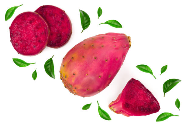 istock red prickly pear or opuntia isolated on a white background with copy space for your text. Top view. Flat lay 1079661192