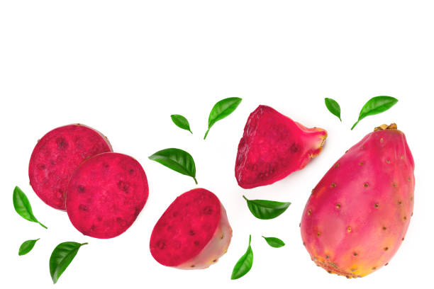 istock red prickly pear or opuntia isolated on a white background with copy space for your text. Top view. Flat lay 1079661198