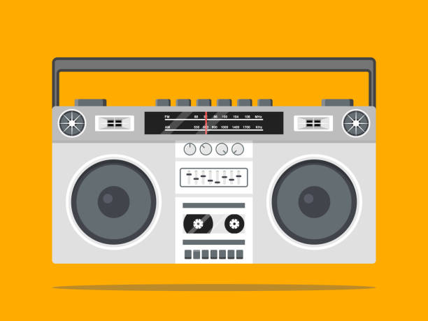 illustrations, cliparts, dessins animés et icônes de illustration d’icône vectorielle boombox - chaîne hi fi