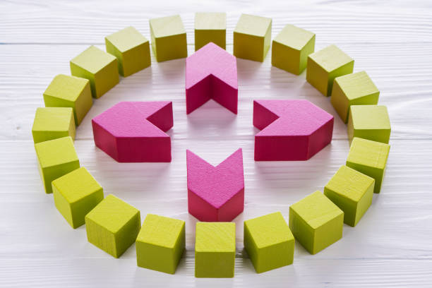 istock Business logo circle from wooden blocks. 1079666856