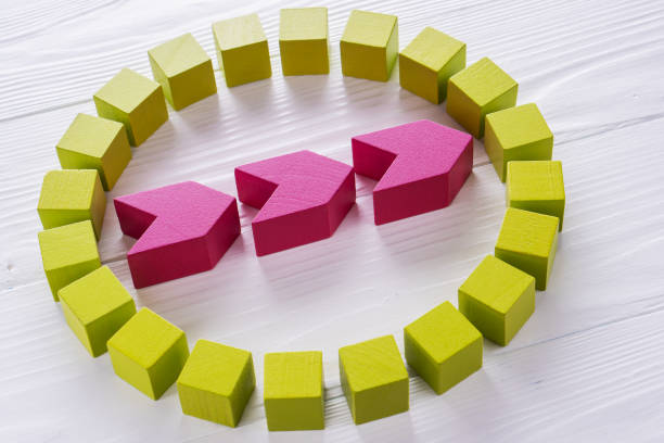 istock Business logo circle from wooden blocks. 1079666898