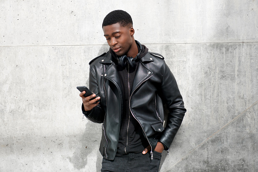 Free Stock Photo of Young Adult man wearing black leather jacket ...
