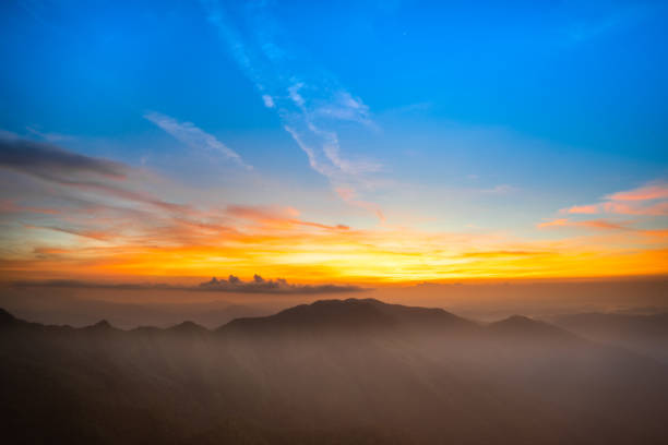 istock Sunrise  - Blue and Red  sky over the hill 1079673030