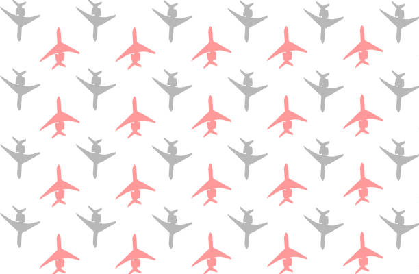 ilustrações, clipart, desenhos animados e ícones de silhueta de conjunto cinza de passageiros avião vermelho de ícones ar projeto padrão da web design - air vehicle business airplane multi colored