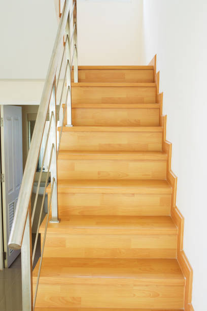 istock wood staircase interior in the modern house 1079679188