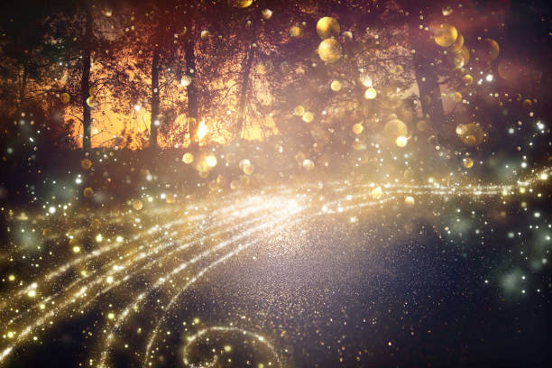 Abstract and magical image of glitter Firefly flying in the night forest. Fairy tale concept. Abstract and magical image of glitter Firefly flying in the night forest. Fairy tale concept glowworm photos stock pictures, royalty-free photos & images
