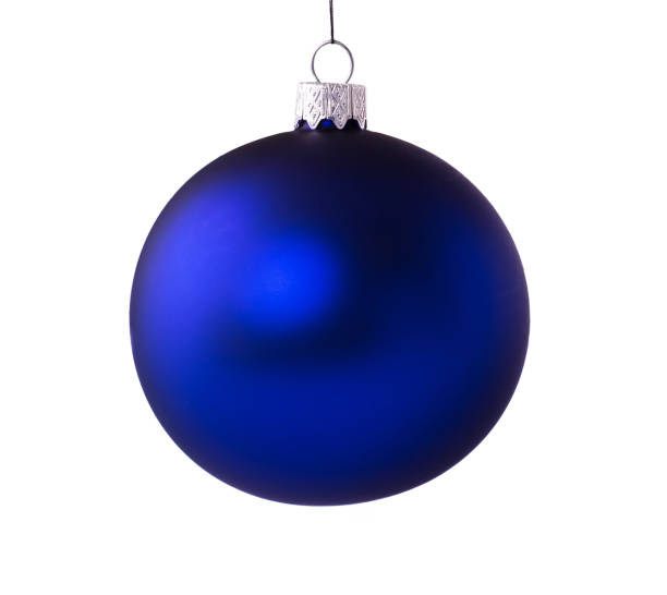 istock Bright blue Christmas ball isolated on white background 1079690286