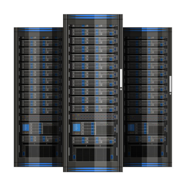 네트워크 서버의 그림 - data center rack stock illustrations