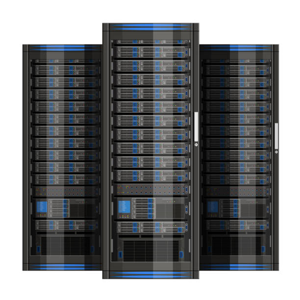иллюстрация сетевого сервера - network server rack computer mainframe stock illustrations